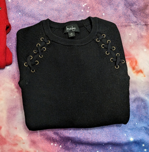 🐞 2 By & By Black and Red Sweater Bundle Size XS - Picture 4 of 9